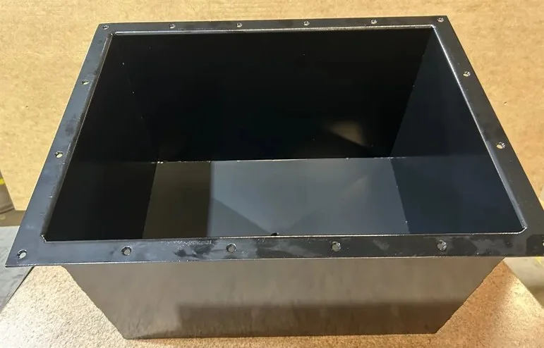 Small aluminum cooler insert, open top showing welded seams